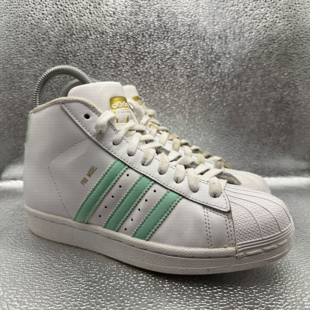 Size 4.5 Adidas Pro Model Sneakers Mens White Good Mint Green Shell Toe‎ BY3732